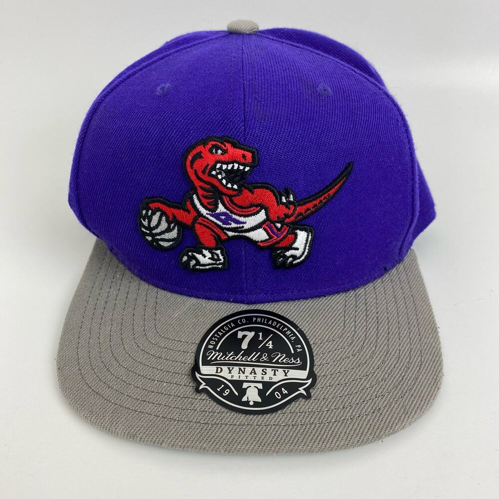Mitchell Ness Toronto Raptors Hat 7 1/4 Purple 2 Tone Team Logo Fitted Cap NBA